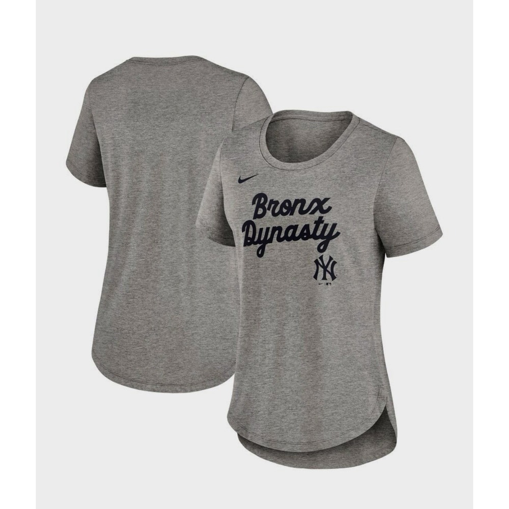 Nike New York Yankees Women's Heather Gray Script Tri-Blend T-Shirt Size S - NWT